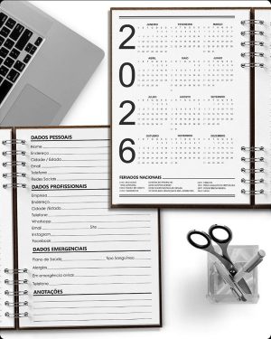 Agenda neutra 1 dia por página kit 10 unidades